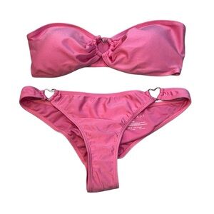 Betty Jade | Heart Bikini Bottom and Top in Hot Pink L Large Top M Medium Bottom